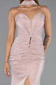 Robe de Soirée Longue Perlé Poudre ABU6440