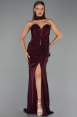 Robe de Soirée Longue Perlé Couleur Cerise ABU6440