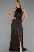 Robe de Soirée Longue Mousseline Brun ABU6441