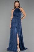 Robe de Soirée Longue Mousseline Bleu Marine ABU6441