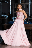 Robe de Soirée Longue Mousseline Poudre ABU6391