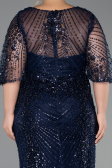 Robe de Soirée Grande Taille Longue Perlé Bleu Marine ABU6389