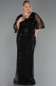 Robe de Soirée Grande Taille Longue Perlé Noir ABU6389