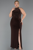Robe de Soirée Grande Taille Longue Brun ABU6415