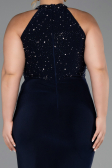 Robe de Soirée Grande Taille Longue Bleu Marine ABU6415