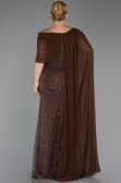 Robe Grande Taille Longue Perlé Brun ABU5819
