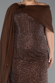 Robe Grande Taille Longue Perlé Brun ABU5819