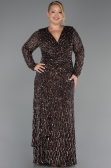 Robe De Soirée Grande Taille Longue Squameuse Brun ABU6488
