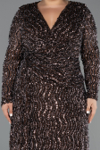 Robe De Soirée Grande Taille Longue Squameuse Brun ABU6488