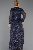 Robe De Soirée Grande Taille Longue Squameuse Bleu Marine ABU6488