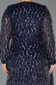 Robe De Soirée Grande Taille Longue Squameuse Bleu Marine ABU6488