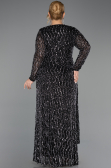 Robe De Soirée Grande Taille Longue Squameuse Noir-Argent ABU6488