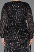 Robe De Soirée Grande Taille Longue Squameuse Noir-Argent ABU6488