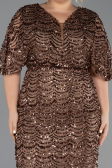 Robe De Soirée Grande Taille Longue Squameuse Cuivre ABU6064