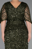 Robe De Soirée Grande Taille Longue Squameuse Kaki ABU6064