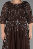 Robe De Soirée Grande Taille Longue Brun ABU6489