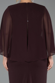 Robe de Soirée Grande Taille Longue Mousseline Brun ABU6490