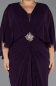 Robe de Soirée Grande Taille Longue Mousseline Violet Foncé ABU6490