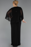 Robe de Soirée Grande Taille Longue Mousseline Noir ABU6490