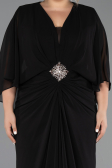 Robe de Soirée Grande Taille Longue Mousseline Noir ABU6490