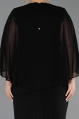 Robe de Soirée Grande Taille Longue Mousseline Noir ABU6490