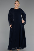 Robe de Soirée Grande Taille Longue Mousseline Bleu Marine ABU6491