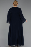 Robe de Soirée Grande Taille Longue Mousseline Bleu Marine ABU6491