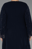 Robe de Soirée Grande Taille Longue Mousseline Bleu Marine ABU6491