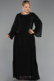 Robe de Soirée Grande Taille Longue Mousseline Noir ABU6491