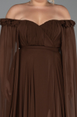Robe de Soirée Grande Taille Longue Mousseline Brun ABU3464