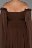Robe de Soirée Grande Taille Longue Mousseline Brun ABU3464