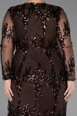 Robe De Soirée Grande Taille Longue Squameuse Brun ABU6493