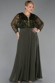 Robe Grande Taille Longue Mousseline Kaki ABU6495