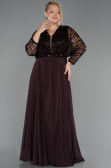 Robe Grande Taille Longue Mousseline Brun ABU6495