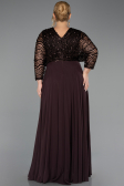 Robe Grande Taille Longue Mousseline Brun ABU6495