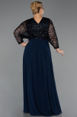 Robe Grande Taille Longue Mousseline Bleu Marine ABU6495