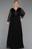 Robe Grande Taille Longue Mousseline Noir ABU6495