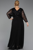 Robe Grande Taille Longue Mousseline Noir ABU6495