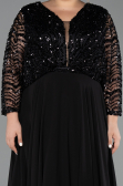 Robe Grande Taille Longue Mousseline Noir ABU6495