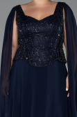Robe Grande Taille Longue Mousseline Bleu Marine ABU6422