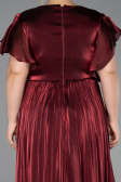 Robe Grande Taille Longue Mousseline Rouge Bordeaux ABU6423