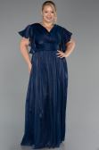 Robe Grande Taille Longue Mousseline Bleu Marine ABU6423