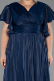 Robe Grande Taille Longue Mousseline Bleu Marine ABU6423