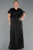 Robe Grande Taille Longue Mousseline Noir ABU6423