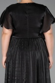 Robe Grande Taille Longue Mousseline Noir ABU6423