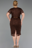 Robe De Invitation Grande Taille Midi Dantelle Brun ABK2673