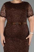 Robe De Invitation Grande Taille Midi Dantelle Brun ABK2673