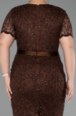 Robe De Invitation Grande Taille Midi Dantelle Brun ABK2673