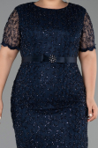 Robe De Invitation Grande Taille Midi Dantelle Bleu Marine ABK2673