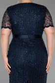 Robe De Invitation Grande Taille Midi Dantelle Bleu Marine ABK2673